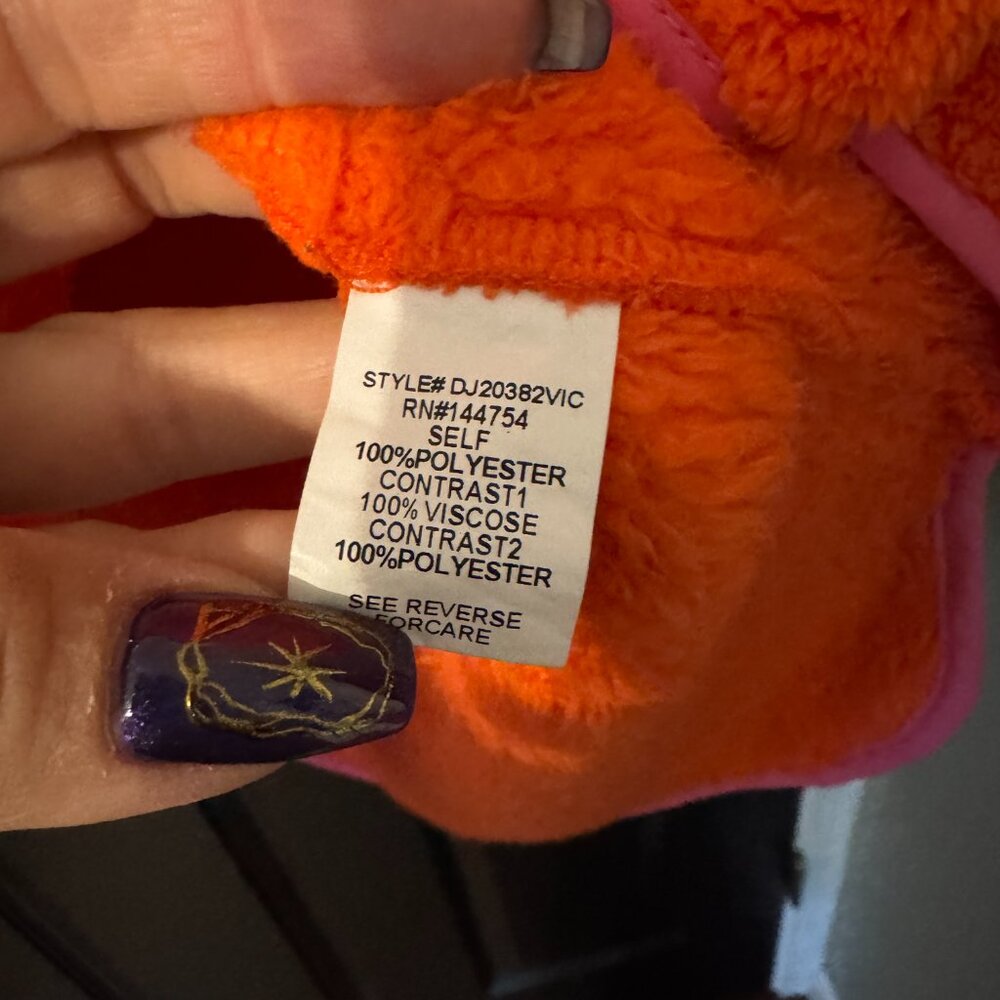 Davi & Dani Womens Oversized Fleece Orange Pink Small - Picture 3 of 4
